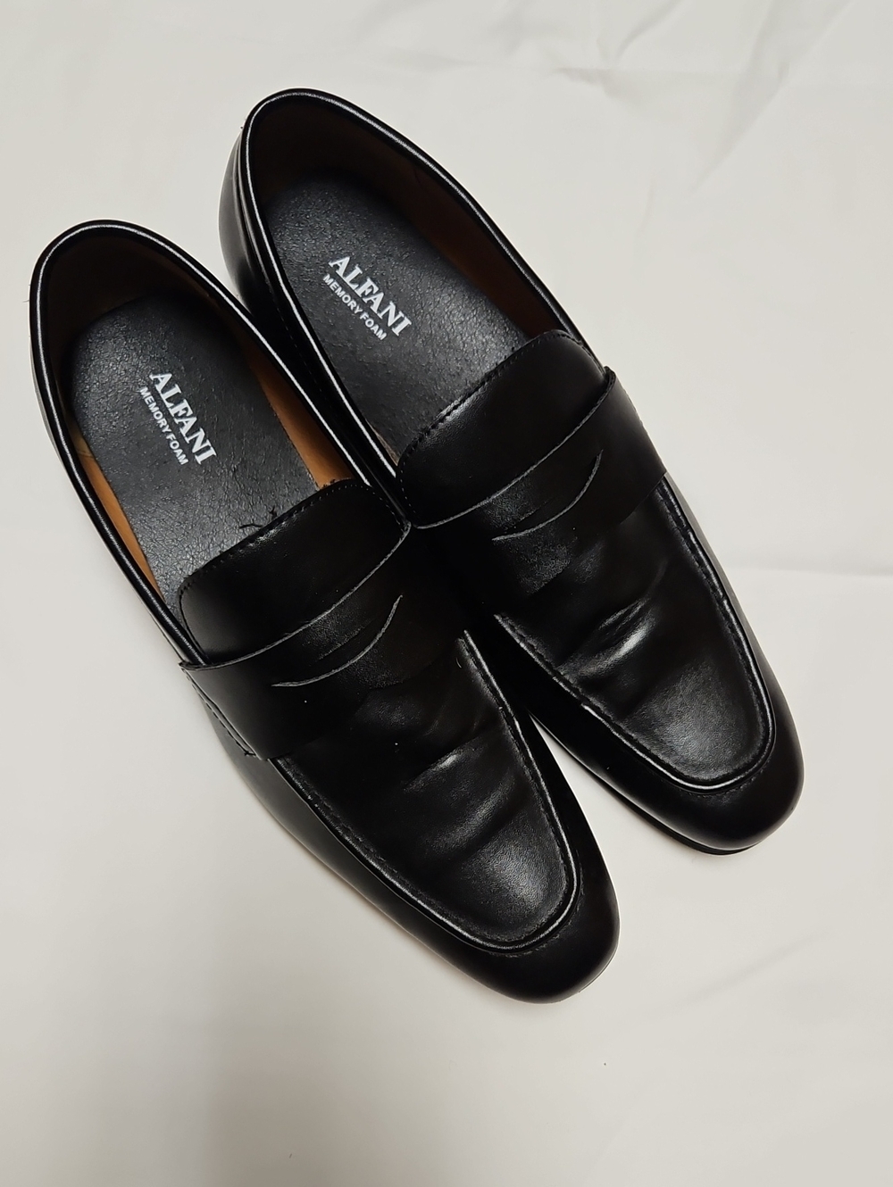 Alfani Black Leather Penny Loafers for Men
